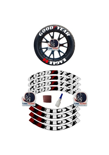 Good Year & Eagle F1 Motorsiklet & Araç 3D Oto Lastik Yazısı / Araç Oto Lastik Sticker & Arma | 8 Adet