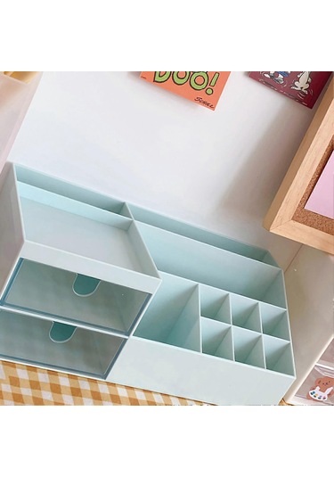 Ganzhoushop Masaüstü Saklama Kutusu Çoklu Izgara Tasarım Sevimli Güzel Masaüstü Düzenleyici Saklama Kutusu Kırtasiye Kalemler İçin