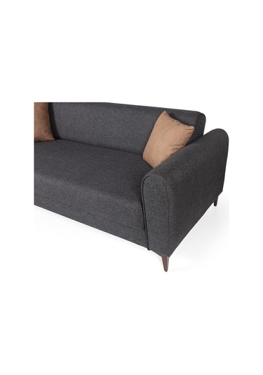 Ferranti Yataklı Sandıklı Üçlü Kanepe Antrasit Antrasit