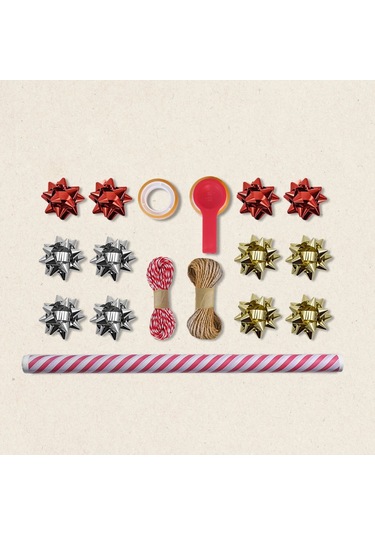 Kırmızı Verev Beyaz Ambalaj Kağıdı Seti 10 Rulo Kağıt 70x100 C