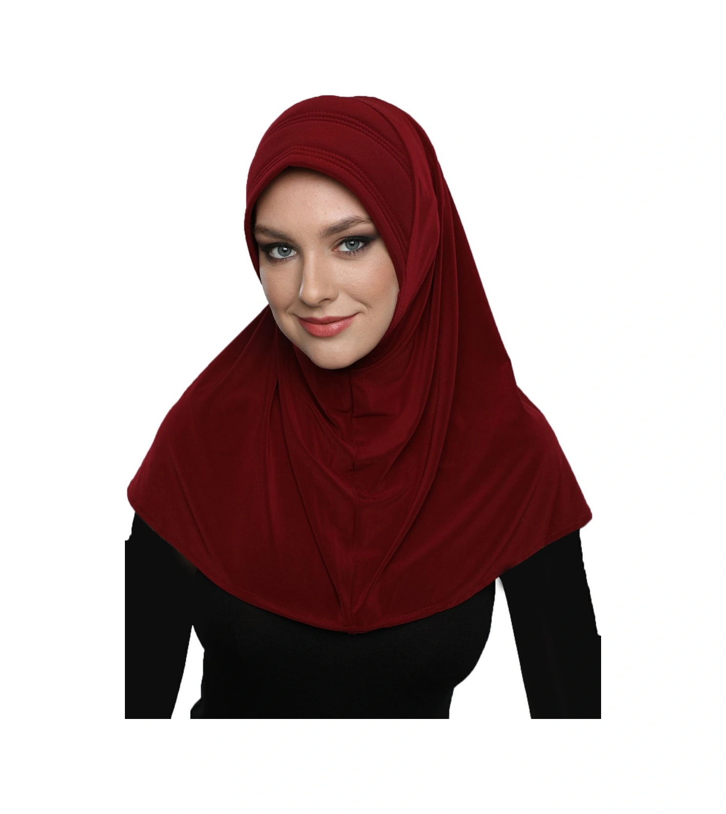 Takmatik Sade Bordo Hazır Türban Tesettür Havuz Bonesi Namaz Örtüsü Bordo