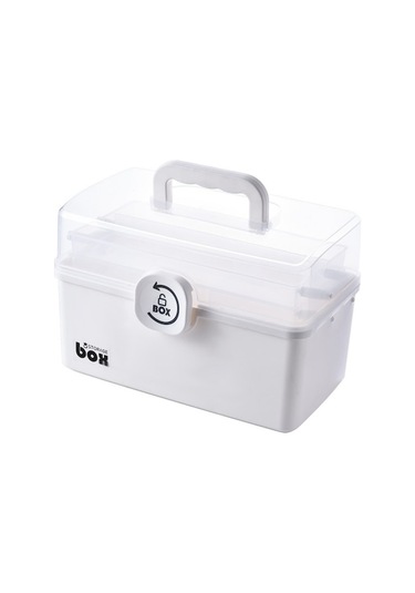 Ev İçin Büyük Kapasiteli Çok Katlı Beyaz Orta Boy Tıbbi İlaç Depolama Kutusu - Acil Yardım Ve Sağlık Gereçleri Organizatörü Beyaz Beyaz