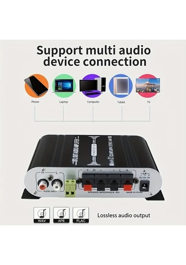 Hightower Siyah 2.1 Kanallı Ses Güç Amplifikatörü, 20wx2+40w Rms, D Sınıfı Dijital Subwoofer Çıkışlı