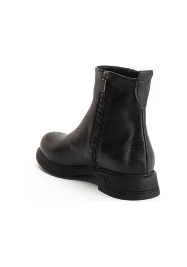 Kadın Bot Siyah Suni Deri Kauçuk Taban Yüzüdüz-4217 Siyah