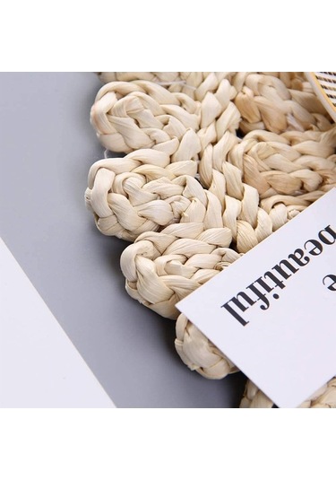 Ulzyvf Seti Servis, Servis Masa Krem Hasır Dokuma Doğal Beyaz Amerikan 2'li - Pa Beyaz - Krem