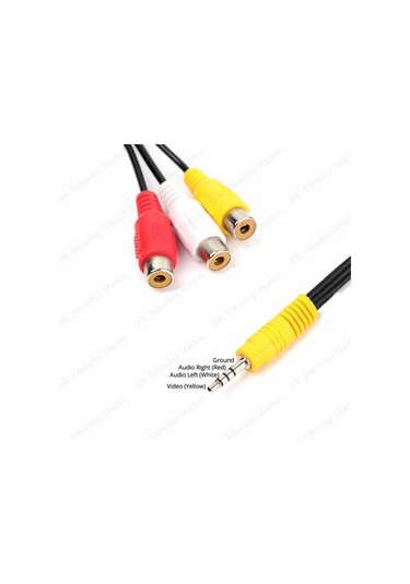 3.5Mm Mini Jack Av Erkek - 3X Rca Dişi Sesli Video Konektör