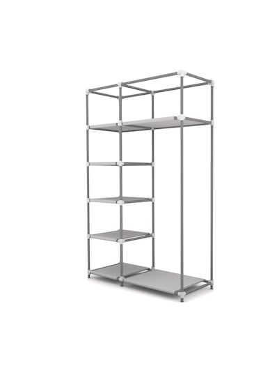 Gri Tek Yandan Raflı Bez Dolap Gardrop