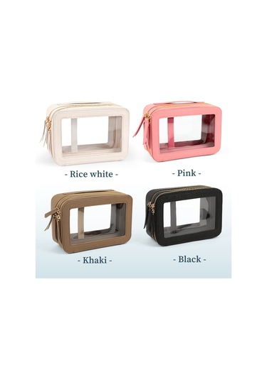 Sones Çift Katmanlı Pvc Su Geçirmez Seyahat Kozmetik Saklama Paketi Büyük Kapasiteli Islak Ve Kuru Ayırma Şeffaf Skylight Pu Çanta Gül Kırmızısı