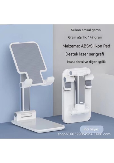 Aurora Taşınabiler Teleskopik Tembel Katlandır Silikon Masaüstücep Telefonu Tutucu Beyaz Beyaz