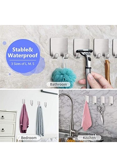 4 Adet Paslanmaz Çelik Jilet Tutucu Tıraş MakinesiOrganizatör 4 Pcs Fine Hook