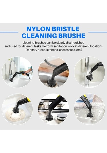 Novahub Abrg Buharlı Temizleme Fırçası, Naylon Kıl, Pvc+ Naylon, 6.3x7.5cm, Karcher Uygun, Siyah Diğer