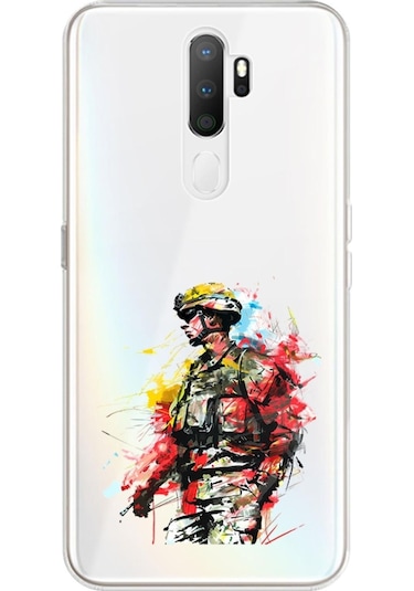 Oppo A5 2020 Uyumlu Asker Silüet Desenli Silikon Kılıf