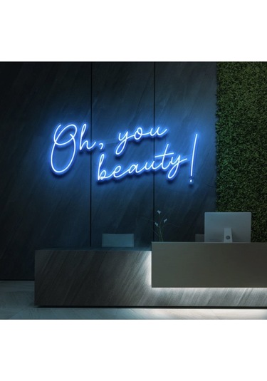 Twins Led Oh,you Beauty Yazılı Neon Tabela Buzmavisi Model:model:32293366 Buz Mavisi