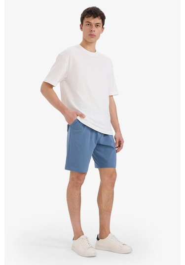 DeFacto Slim Fit Dar Kesim Cepli Pamuklu Basic Düz Bermuda Şort W1105AZ25SPBE808