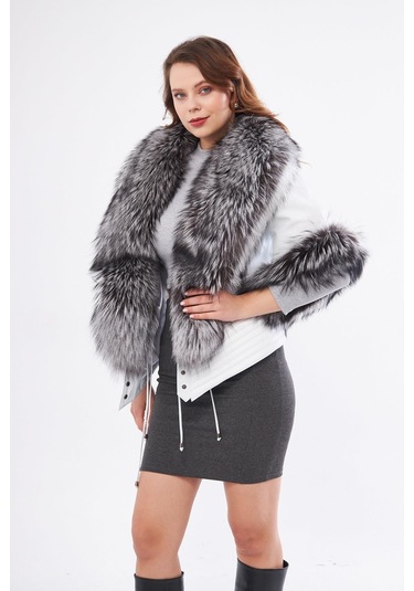 Derinss Dka1717 Hakiki Deri Kadın Beyaz Kaban/mont 001