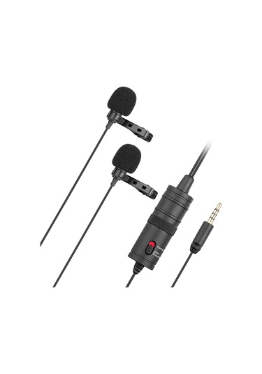 Çift Çok Yönlü Yaka Mikrofonu Yaka Clip-kondenser Mikrofon,siyah