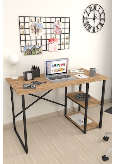 Bofigo 2 Raflı Çalışma Bilgisayar Masası 60 x 120 CM Çam