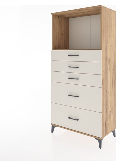 Hyperion Dolap Tek Raflı 5 Çekmeceli 88x44x182 Çam-aytaşı Çam