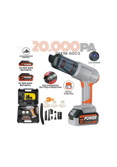 25,000mah Güçlü Emme+üfleme 20.000pa Yedek Batarya+filtre Argonomik Kullanışlı Araç İçi Süpürge