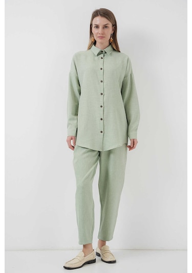 Gabria Keten Ön Düğmeli Takım Mint