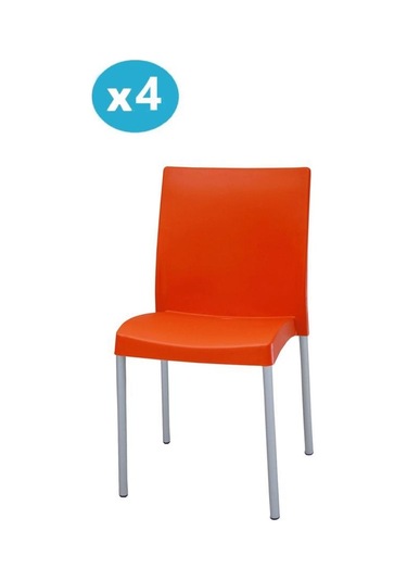 Omnipazar Mt-cf875 Vortice Plastik Bahçe Balkon Sandalye 4'lü Set Turuncu