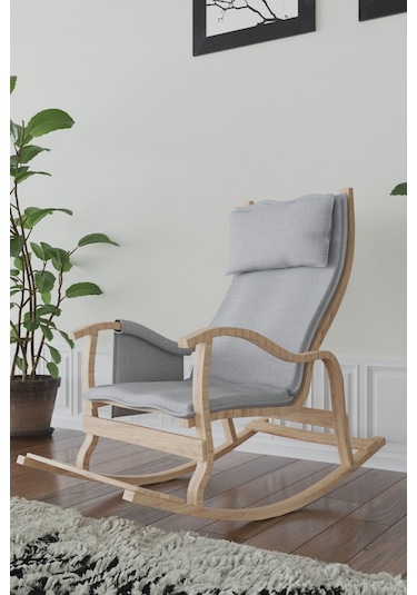 Mobildecoaş Mobildeco Sultan Ahşap Sallanan Sandalye Gri (Doğal) Gri
