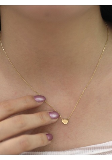 14 Ayar Altın 3 Boyutlu Kalp Kolye Altın