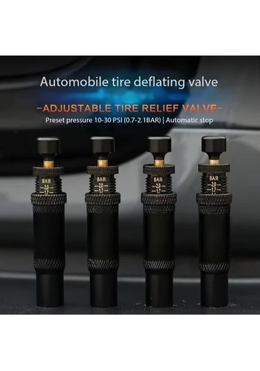 Xuweiwei Lunaverve Ayarlanabilir Lastik Deflatoru 10 30 Psı Otomatik Durma 4 Adet Off Road Kamyon Jeep Motosiklet 4x4 Aksesuarlari Siyah