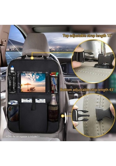 Novahub 2'li Katlanabilir Araç Koltuğu Koruyucu - Çocuklar İçin Saklama Cepleri Ve Tablet Tutucu - Premium 600d Kumaş, Siyah/