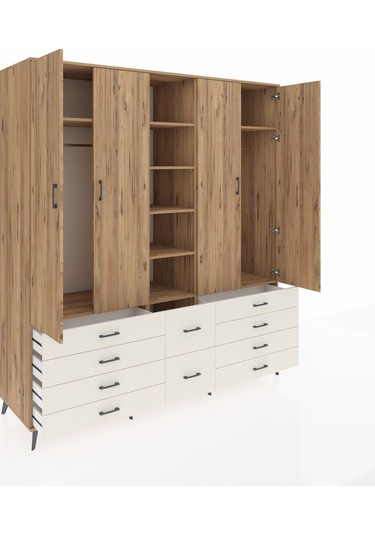 Kronos Dolap 9 Raflı 10 Çekmeceli 2 Askılı 220x59x243 Çam-çam/aytaşı Atlas Çam/aytası