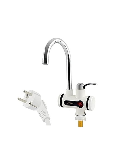 220v Elektrik Musluk, Su Isıtıcılı, Led Sıcaklık Göstergesi, 3000w, Mutfak, Banyo Için Anlık Su Isıtıcı, Anında Sıcak Su Düzük, Büyük Gümüş