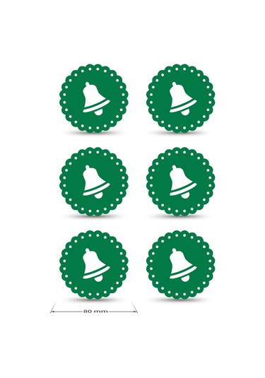 Yılbaşı Temali -6 Dantel Kenar Desenli Yeşil Keçe Bardak Altlığı  6'lı Takım Yeşil
