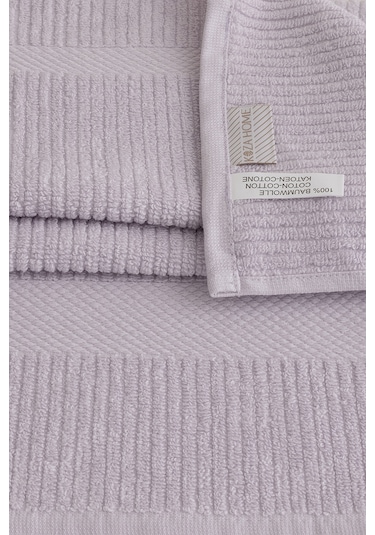 Ivory Lila Fitilli Mikro Fiber %100 Pamuk 2li El Yüz Havlusu Seti Lila