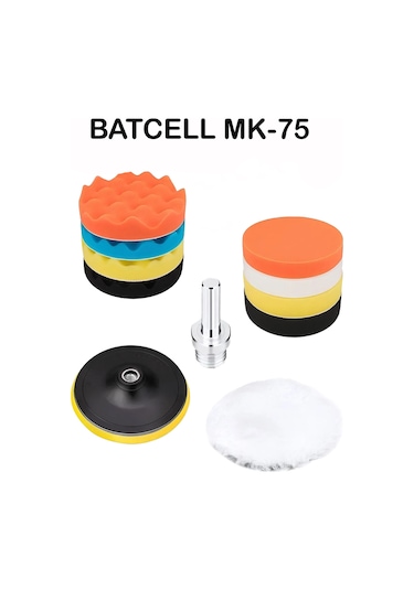 Batcell MK-75 Oto Araç Araba Pasta Cila Polisaj Süngeri Keçesi Pedi 11 Parça