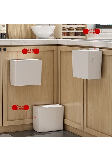 Geeroyoo Duvar Monteli 6l Çöp Kutusu - Delme Yok, Kapaklı, Duvar/kapı Uyumlu, Ev, Mutfak, Banyo İçin Dayanıklı Plastik Atık Kutusu