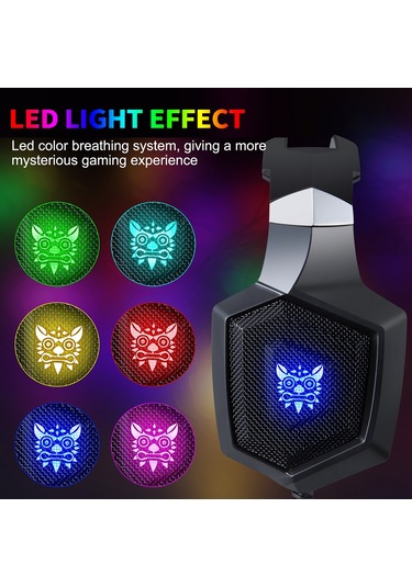 Yunboo Onıkuma K8 Profesyonel Oyun Kulaklığı - 50mm Ses Sürücü, Led Aydınlatma, Bükülebilir Mikrofon