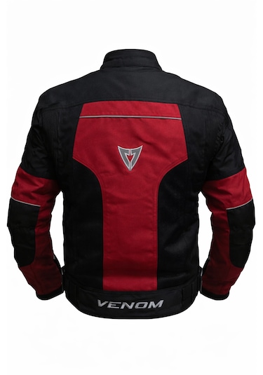 Venom Dynamic 4 Mevsim Ce Korumalı Siyah Kırmızı Motorcu Montu