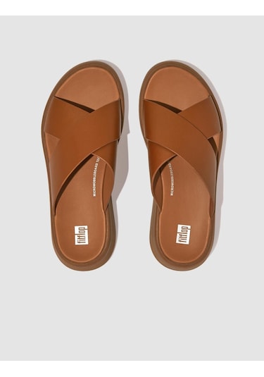 Fitflop F-mode Fw5 Hakiki Deri Taba Kadın Çapraz Bantlı Terlik Taba