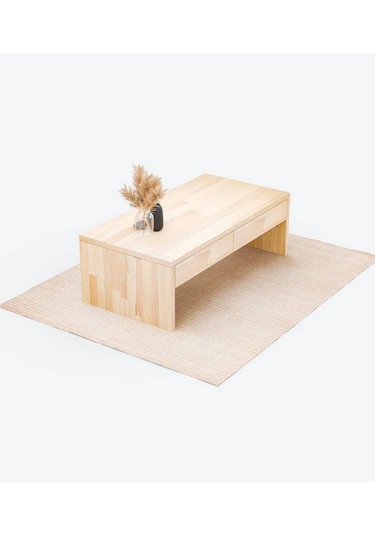 Ela Wood Working Masif Ağaç Çekmeceli Orta Sehpa 120 X 60 Naturel