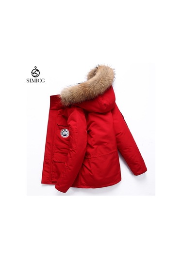 Açık Hava Kürk Yaka Ceket İş Kıyafetleri Soğuk Koruma Sıcak Kalın Pamuklu Ceket Kırmızı