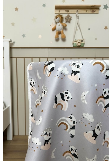 Fluffy Bebek Battaniyesi 70x100 Cm Panda Desen Çok Renkli