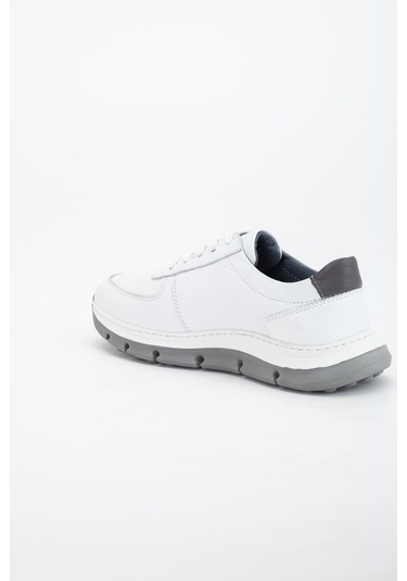 Hakiki Deri Erkek Günlük Ayakkabı Beyaz H Model Eva Taban-3481 Beyaz