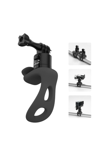 Neevoyu Telesın Spor Kamerası Silikon Sabitleme Kiti, Hızlı Çıkarma Özelliği, 2 Seviye Ayar, Siyah Silikon+alüminyum Alaşımlı