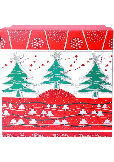Yılbaşı Çam Ağacı Motifli Hediye Kutusu 17x8 Cm