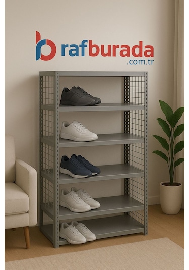 Rafburada 6 Katlı Çelik Ayakkabılık Rafı 31x75x150 cm