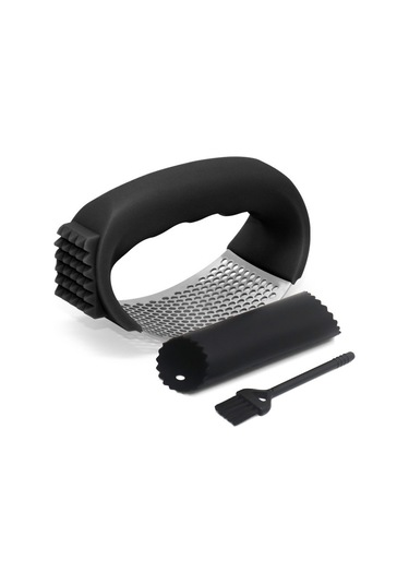 Springsun Ev Kullanıma Çelik Sarımsak Ezici, Hızlı Sarımsak Suyu Ekstraktörü, Kompakt Tasarım, Dayanıklı Ev Aletleri Siyah Set - Renkli Kutu Siyah