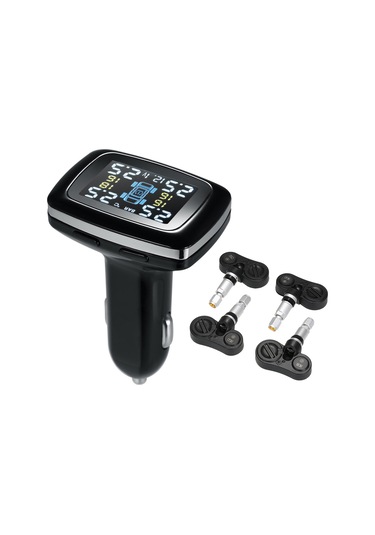 Tpms Akıllı Araba Kablosuz Lastik Basıncı İzleme Sistemi Çakmak Dijital Lcd Ekran 4 Dahili Sensör Otomatik Güvenlik Alarm Fonksiyonu-1 Adet