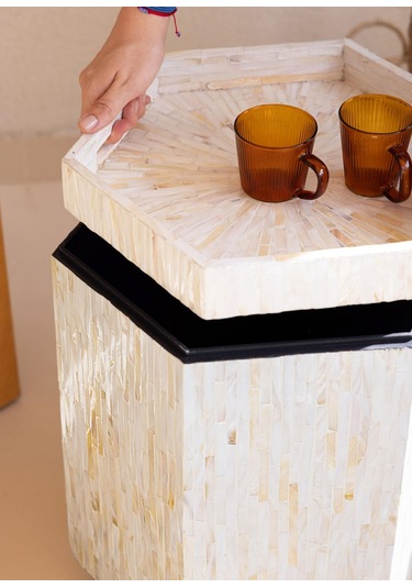 The Mia Sedef Tabure Yan Sehpa 38x33x47 Cm Tlc0131 Çok Renkli