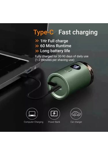 1pcs Avocado Green Erkekler Elektrikli Mini Tıraş Makinesi Şarj