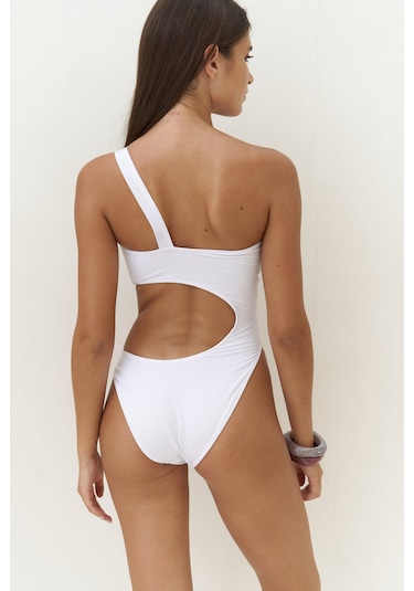 Donnalee Asimetrik Tek Omuz Beyaz Mayokini Çok Renkli
